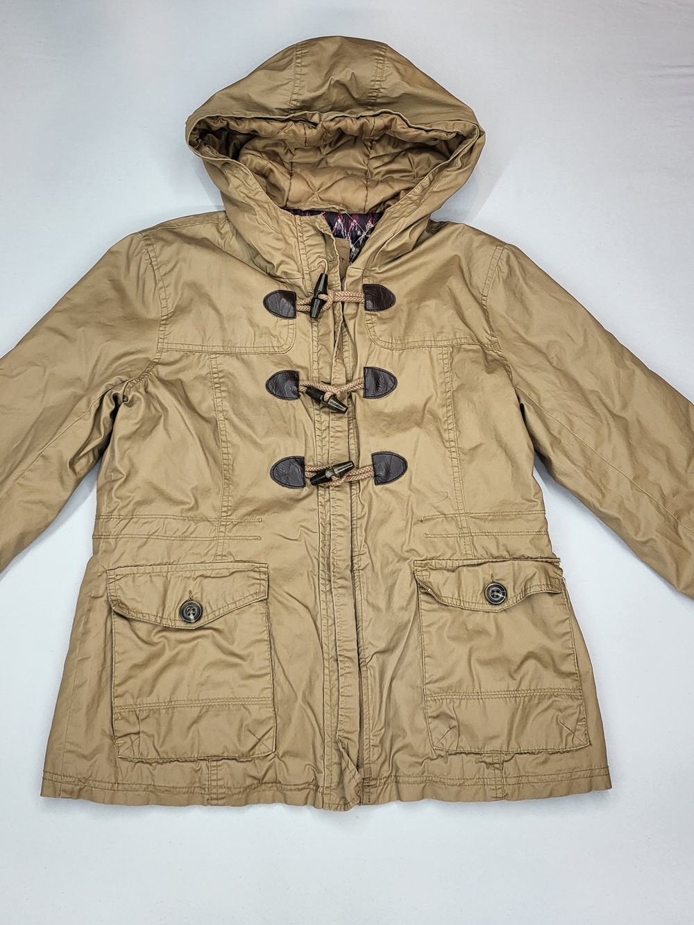 Aeropostale Khaki Hooded Toggle Bomber Jacket